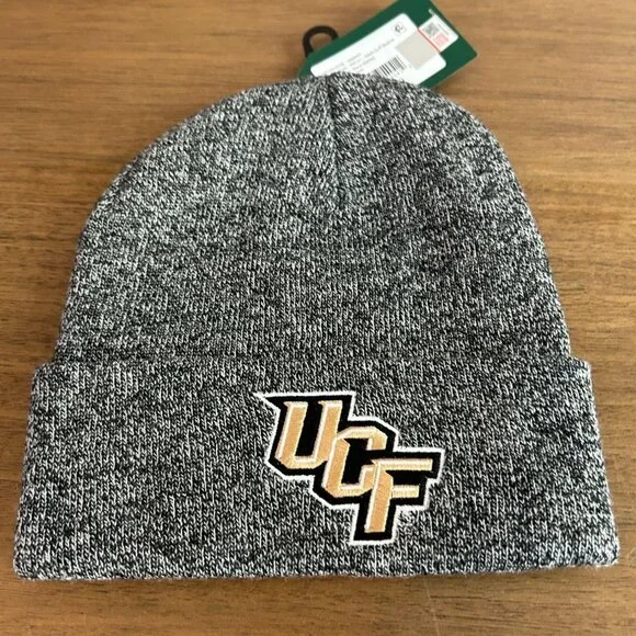 NWT UCF Knights Knit Beanie Hat Black/Gray Embroidered Logo, MSRP $30 - Picture 1 of 1